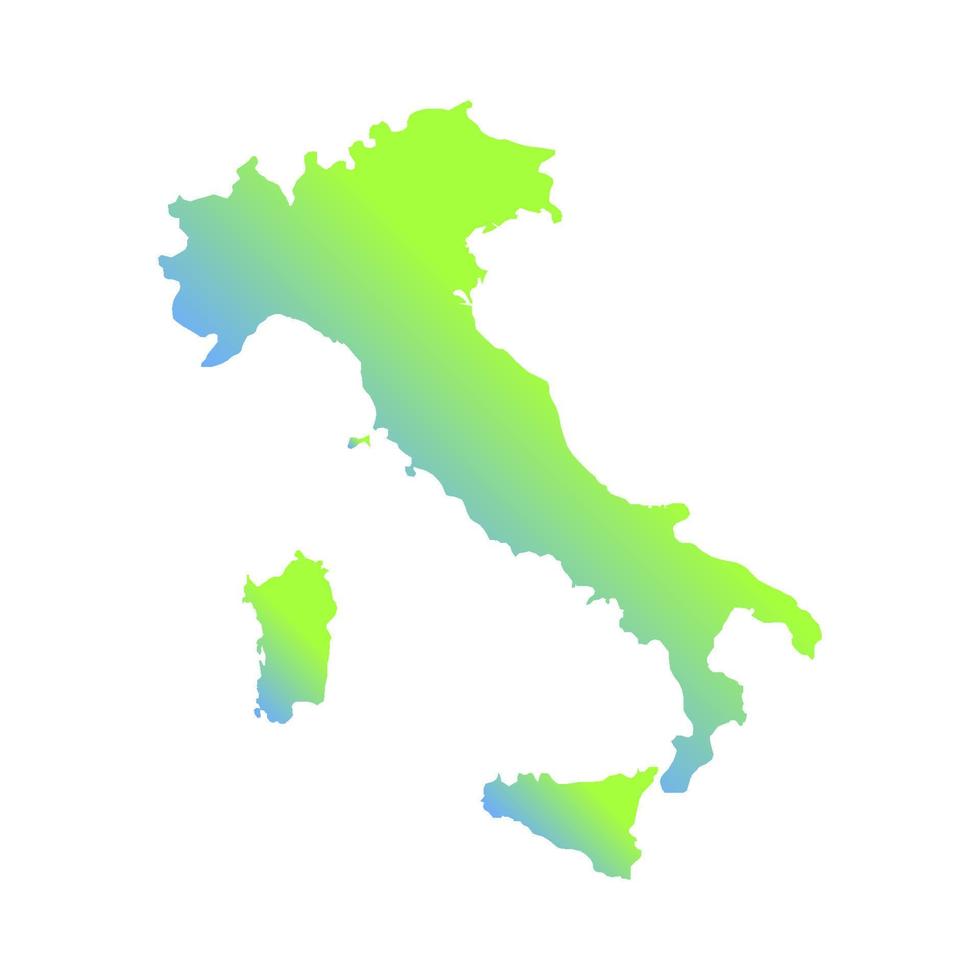 Italië kaart silhouet met vlag op witte achtergrond vector