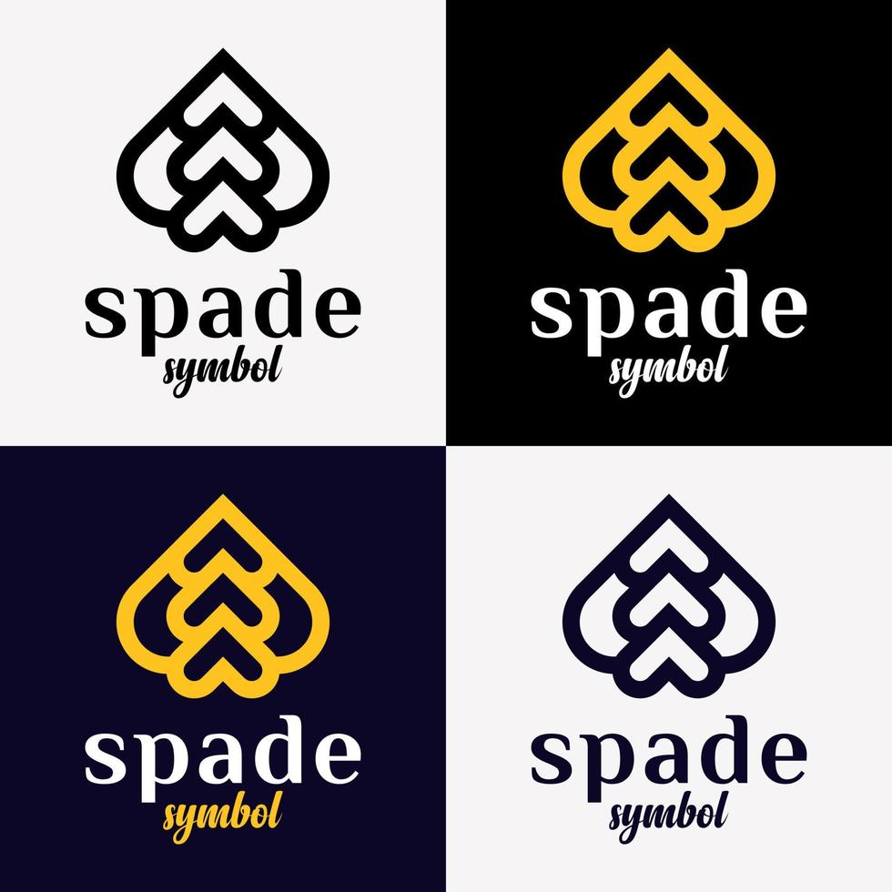 reeks spade icoon symbool kaart spel modern stijl lepel bouw merk identiteit logo ontwerp vector