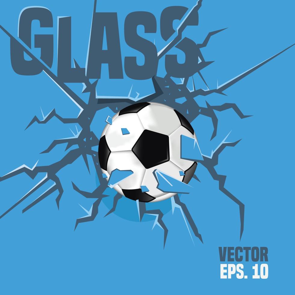voetbal bal gebroken glas vector