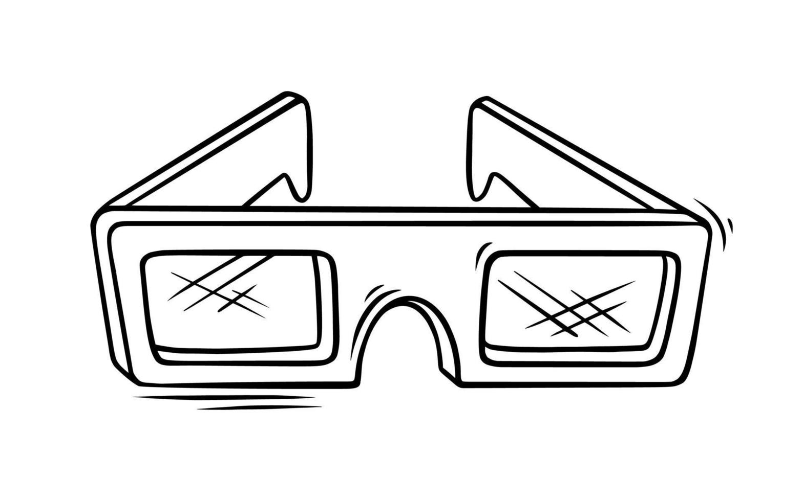 bioscoop bril schetsen. bioscoop bril in tekening stijl. vector illustratie