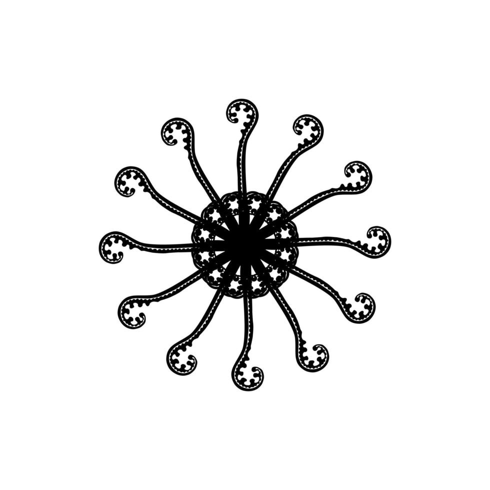 cirkel vormig gemaakt van varen fabriek silhouet samenstelling. modern hedendaags mandala voor logo, overladen, decoratie of grafisch ontwerp. vector illustratie