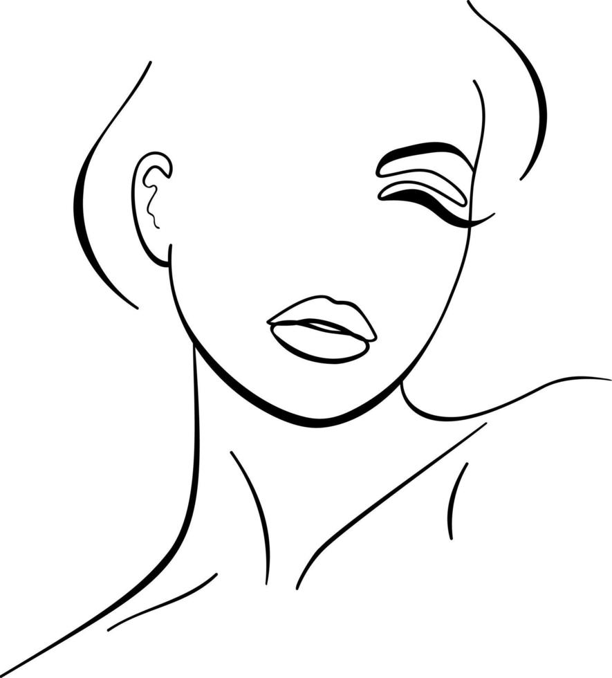 mode lineart portret van jonge mooie vrouw vector