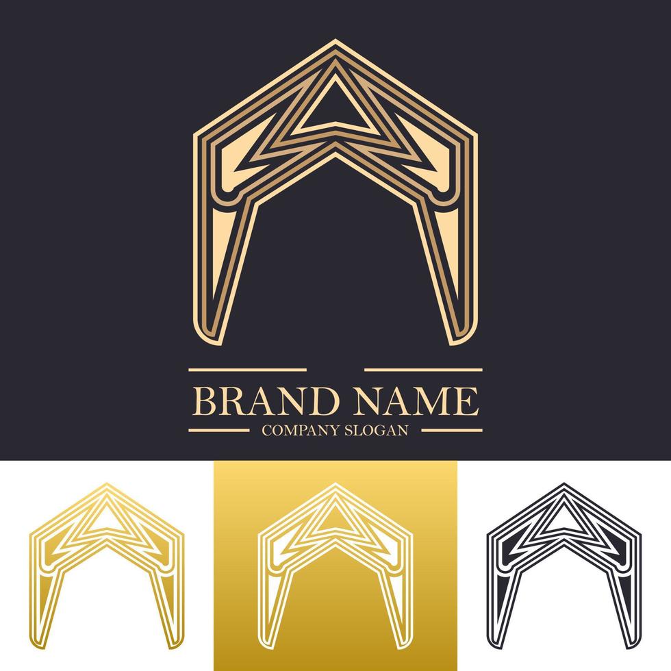 abstract brief een of f in goud kleur met lijn stijl vector