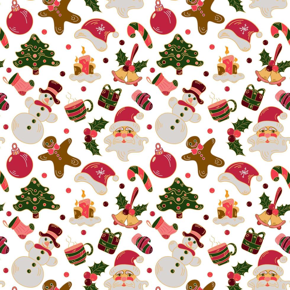 Kerstmis naadloos patroon met dennenboom decoraties Aan wit achtergrond vector