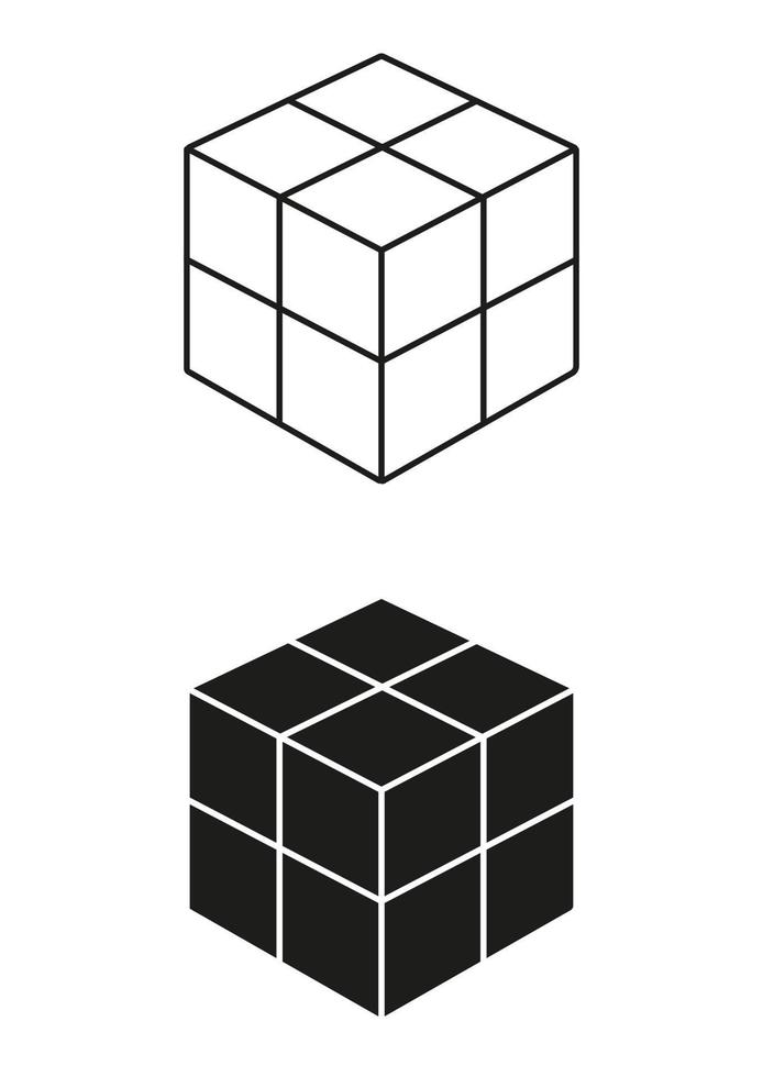 zwart en wit kubus speelgoed- icoon vlak ontwerp vector