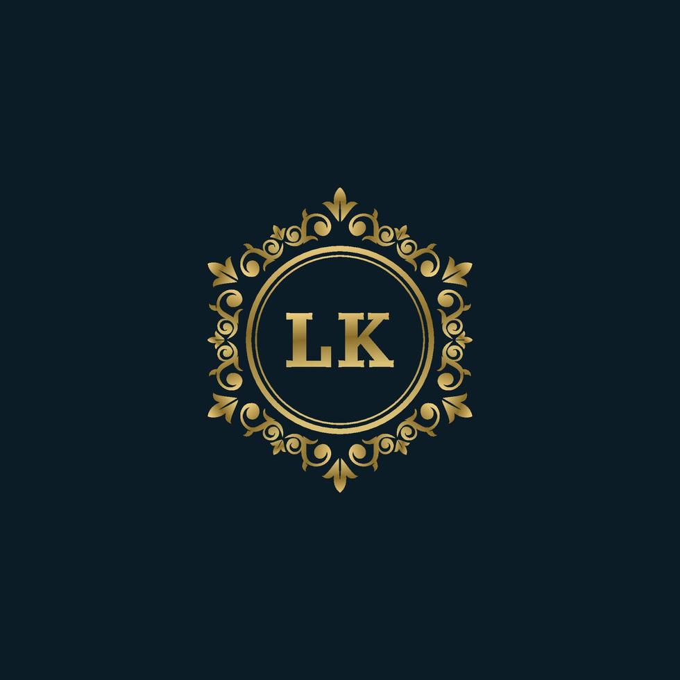 brief lk logo met luxe goud sjabloon. elegantie logo vector sjabloon.