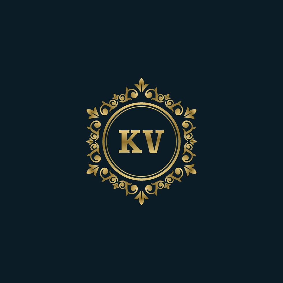 brief kv logo met luxe goud sjabloon. elegantie logo vector sjabloon.