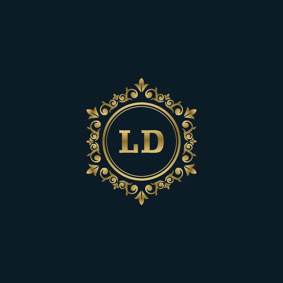 brief ld logo met luxe goud sjabloon. elegantie logo vector sjabloon.