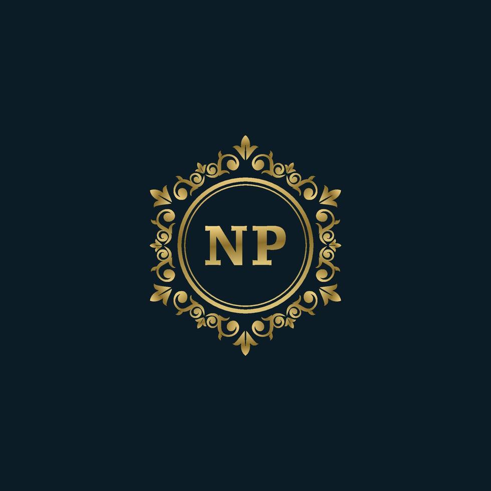 brief np logo met luxe goud sjabloon. elegantie logo vector sjabloon.