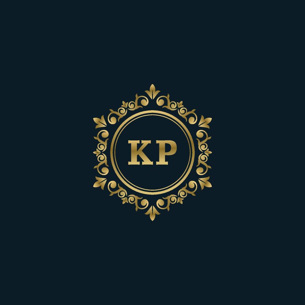 brief kp logo met luxe goud sjabloon. elegantie logo vector sjabloon.