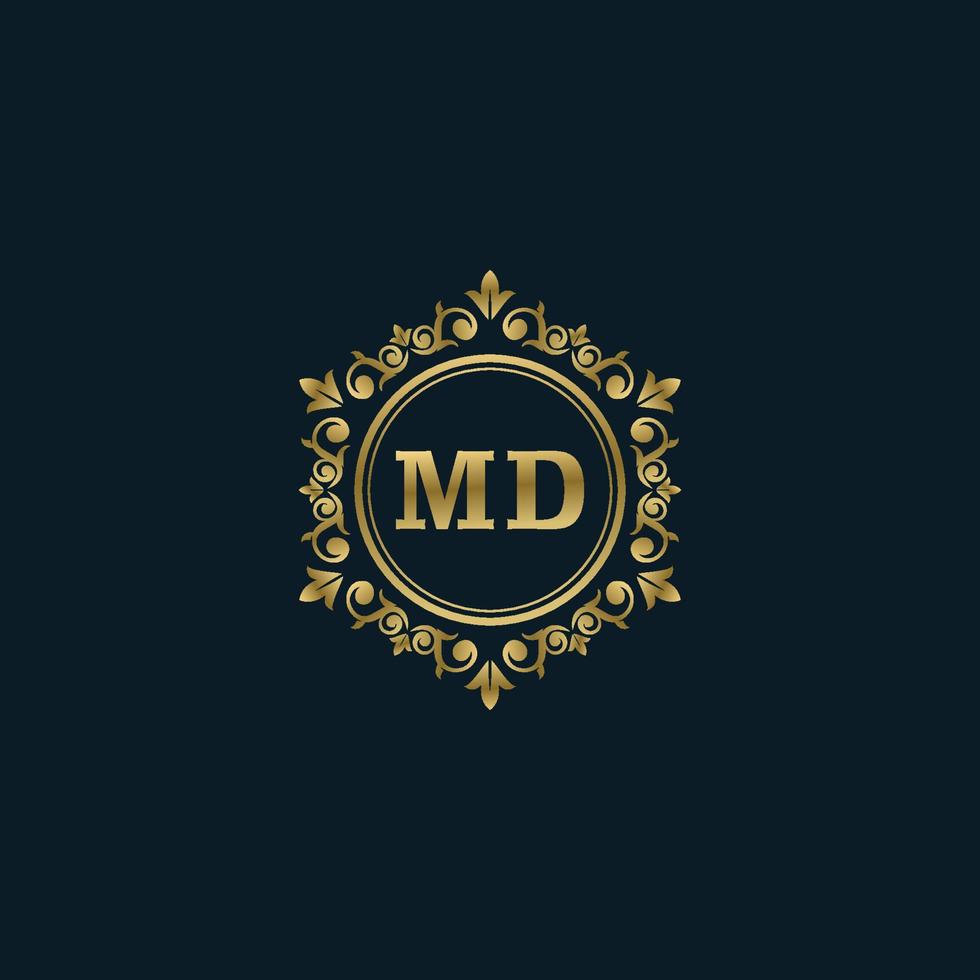 brief md logo met luxe goud sjabloon. elegantie logo vector sjabloon.