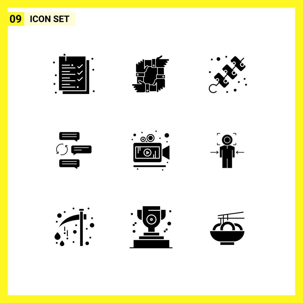 9 gebruiker koppel solide glyph pak van modern tekens en symbolen van auto gesprek team chatten reizen bewerkbare vector ontwerp elementen