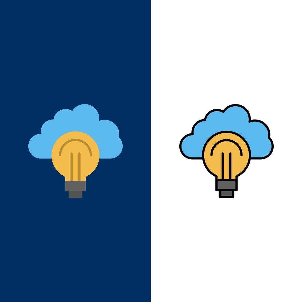 idee licht lamp focus succes pictogrammen vlak en lijn gevulde icoon reeks vector blauw achtergrond