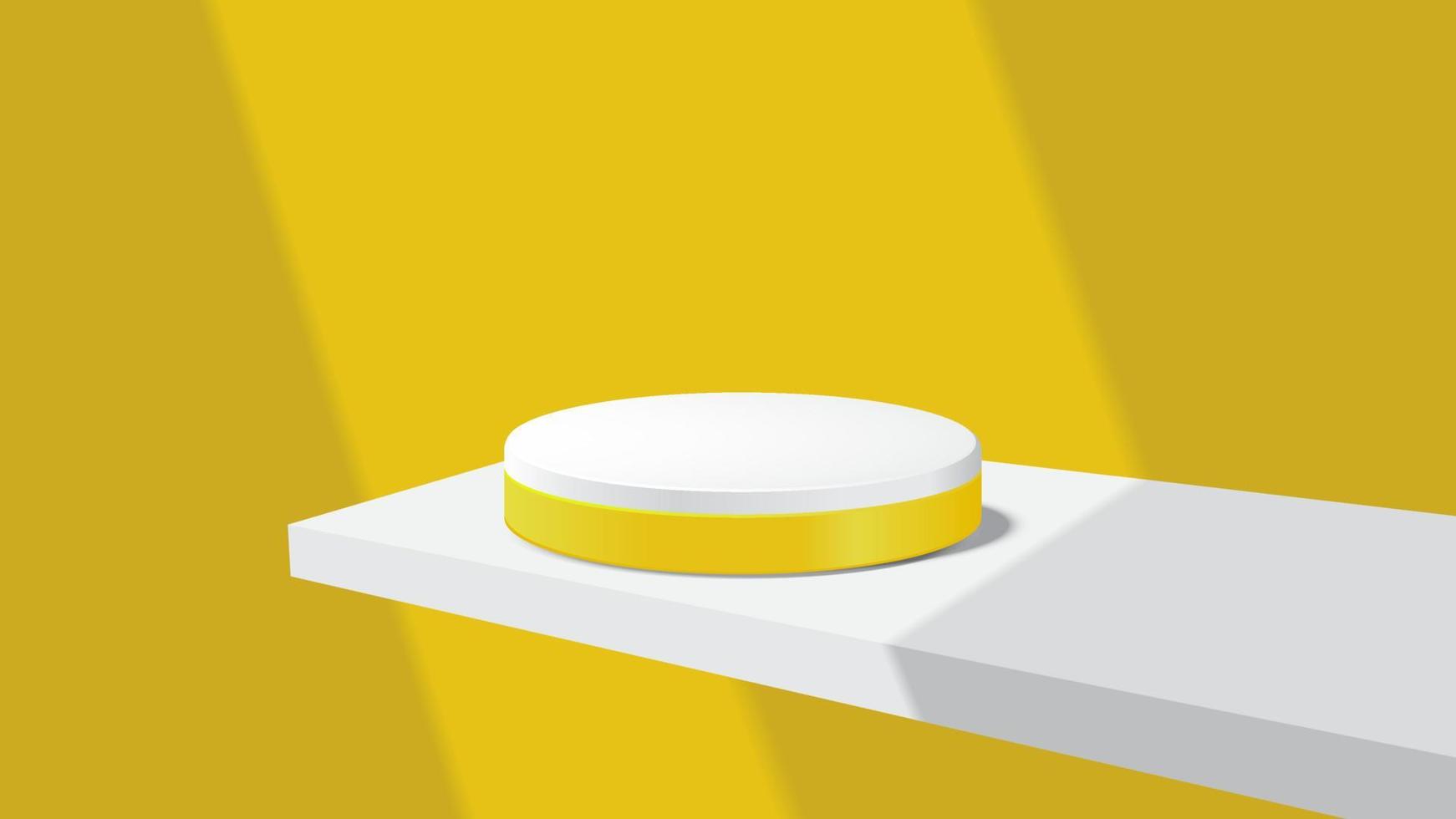 minimalistische tafereel met cilinder podium en straal licht in geel achtergrond voor Product presentatie toont. vector