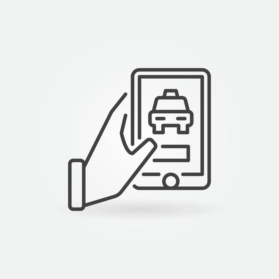 hand- Holding slim telefoon met taxi app vector concept icoon