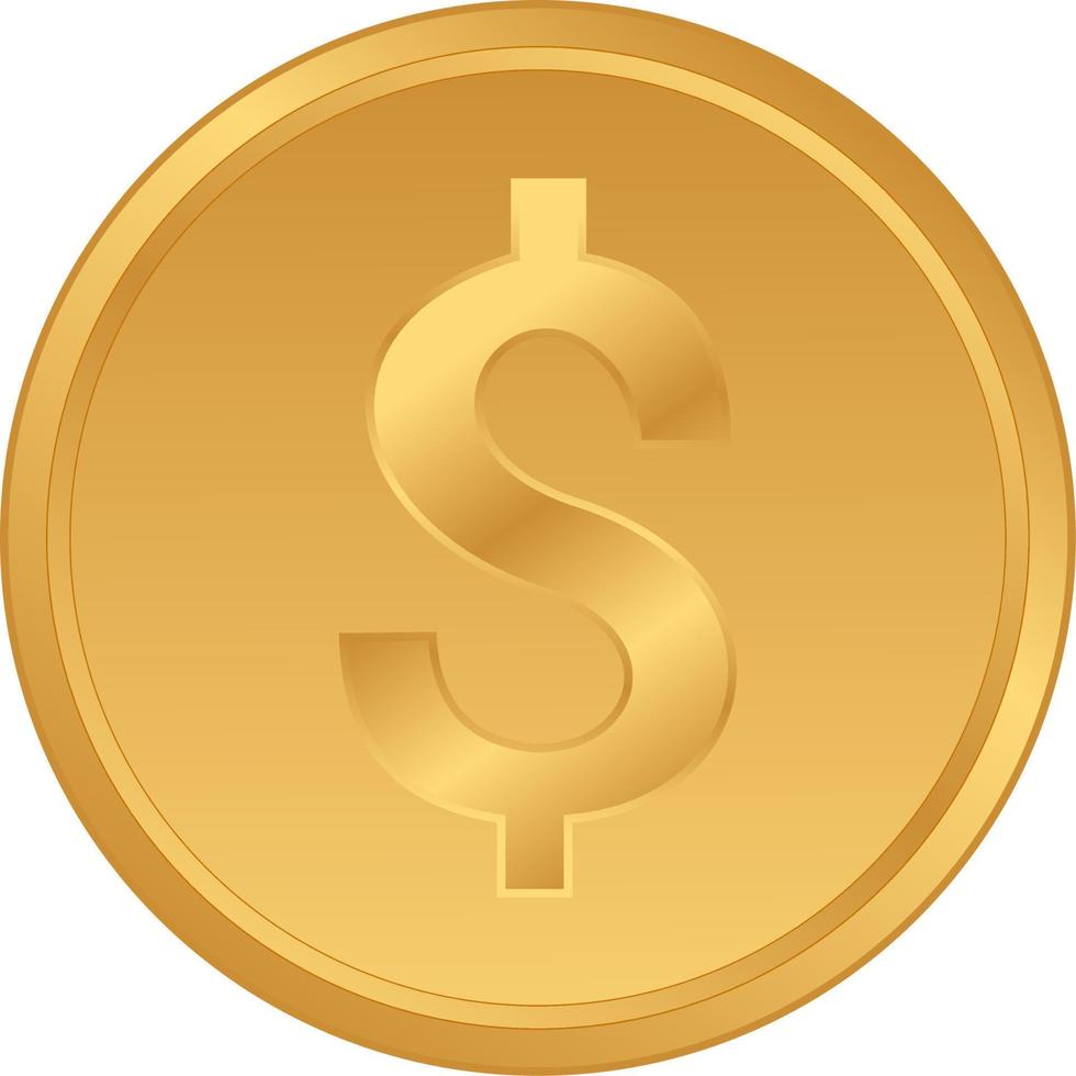 goud dollar munt icoon illustratie, financieel en bedrijf winst icoon vector