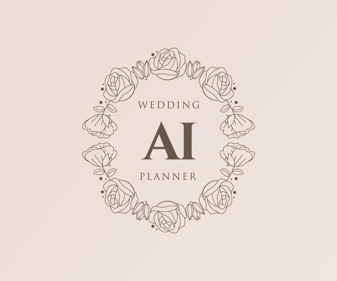 ai initialen brief bruiloft monogram logos verzameling, hand- getrokken modern minimalistisch en bloemen Sjablonen voor uitnodiging kaarten, opslaan de datum, elegant identiteit voor restaurant, boetiek, cafe in vector