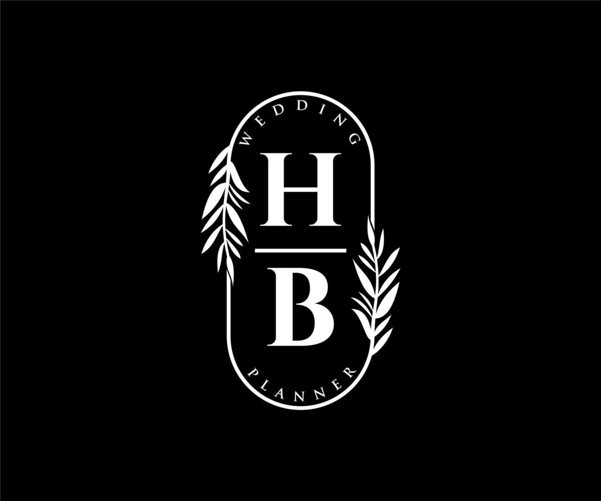 hb initialen brief bruiloft monogram logos verzameling, hand- getrokken modern minimalistisch en bloemen Sjablonen voor uitnodiging kaarten, opslaan de datum, elegant identiteit voor restaurant, boetiek, cafe in vector