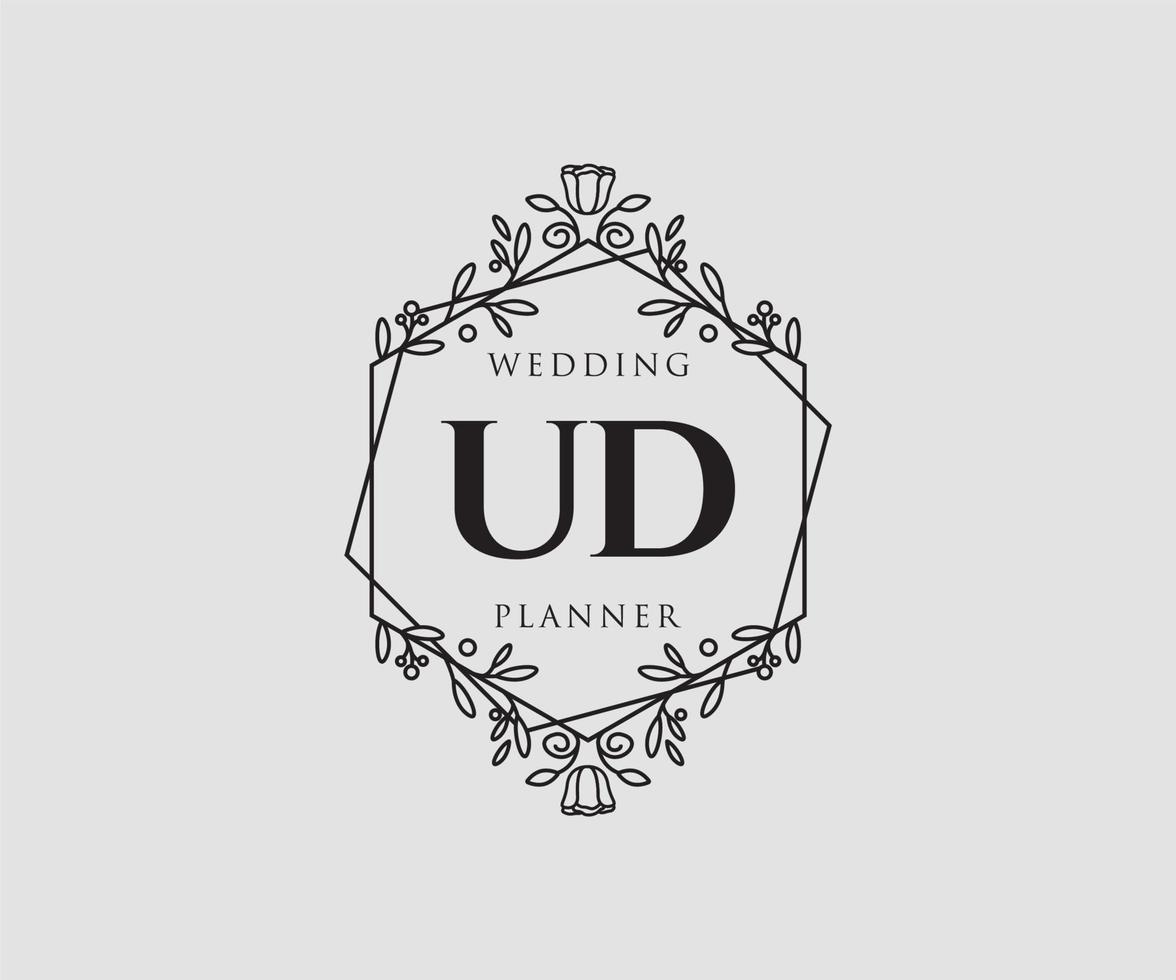 ud initialen brief bruiloft monogram logos verzameling, hand- getrokken modern minimalistisch en bloemen Sjablonen voor uitnodiging kaarten, opslaan de datum, elegant identiteit voor restaurant, boetiek, cafe in vector