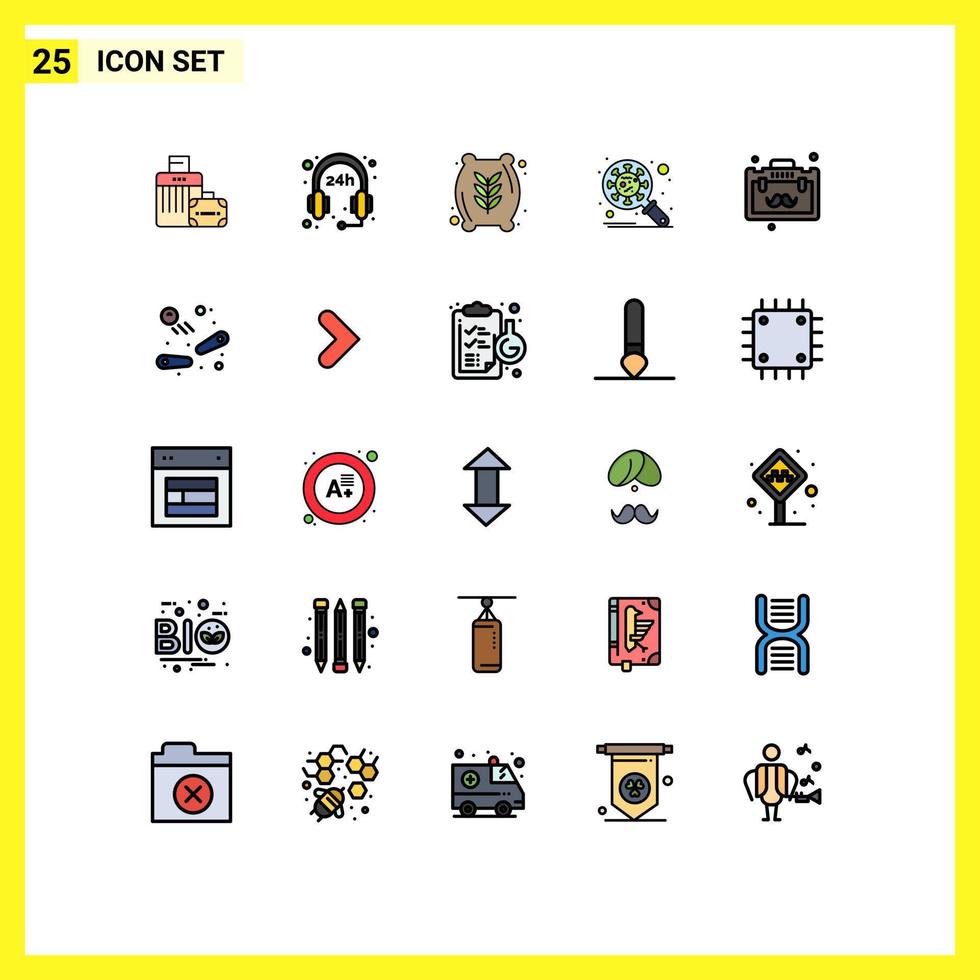 pictogram reeks van 25 gemakkelijk gevulde lijn vlak kleuren van bedrijf virus voedsel veiligheid corona bewerkbare vector ontwerp elementen