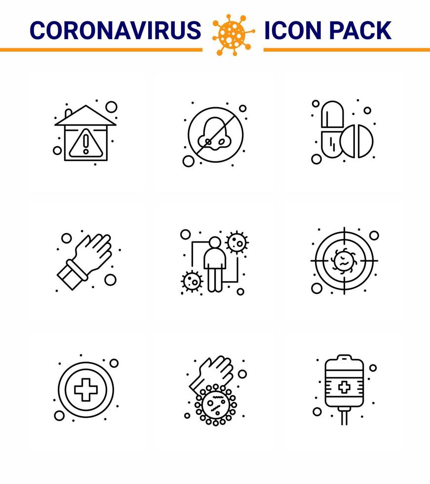 25 coronavirus noodgeval iconset blauw ontwerp zo net zo coronavirus beschermen vermijden hand- capsule virale coronavirus 2019november ziekte vector ontwerp elementen