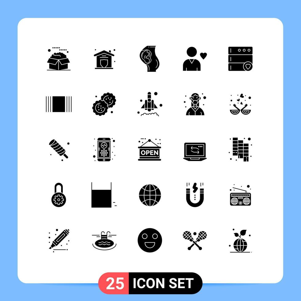 universeel icoon symbolen groep van 25 modern solide glyphs van databank vriend huis favoriete verloskunde bewerkbare vector ontwerp elementen