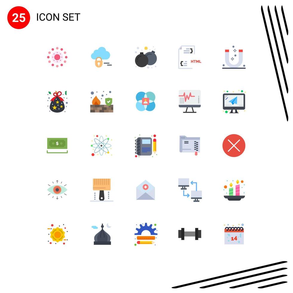 bewerkbare vector lijn pak van 25 gemakkelijk vlak kleuren van attractie html pret het dossier ontwikkelen bewerkbare vector ontwerp elementen