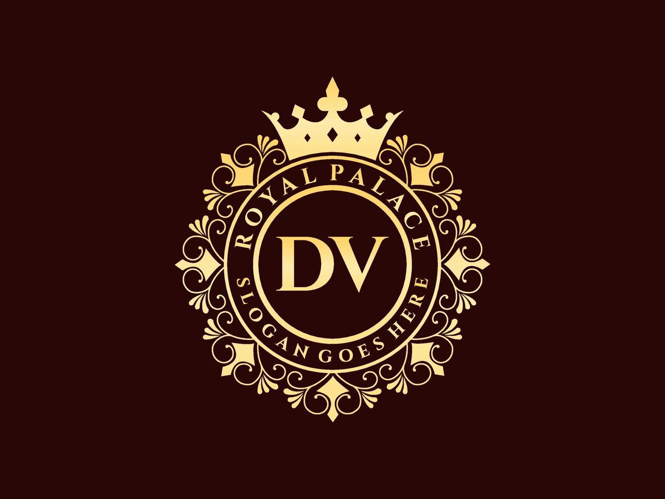 brief dv antiek Koninklijk luxe Victoriaans logo met sier- kader. vector