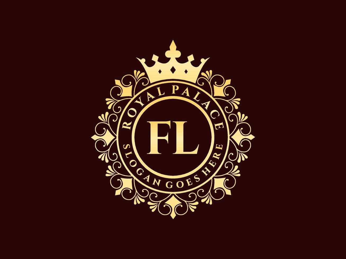 brief fl antiek Koninklijk luxe Victoriaans logo met sier- kader. vector