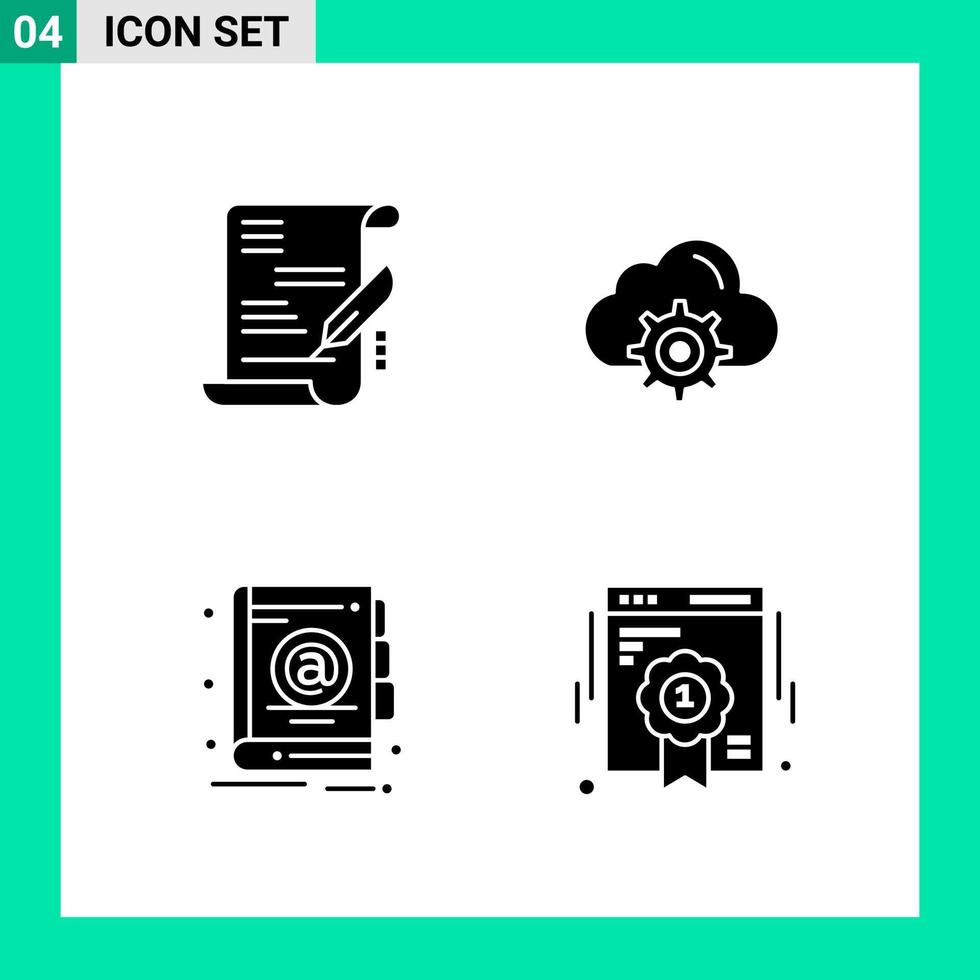 pak van 4 solide stijl icoon reeks glyph symbolen voor afdrukken creatief tekens geïsoleerd Aan wit achtergrond 4 icoon reeks vector