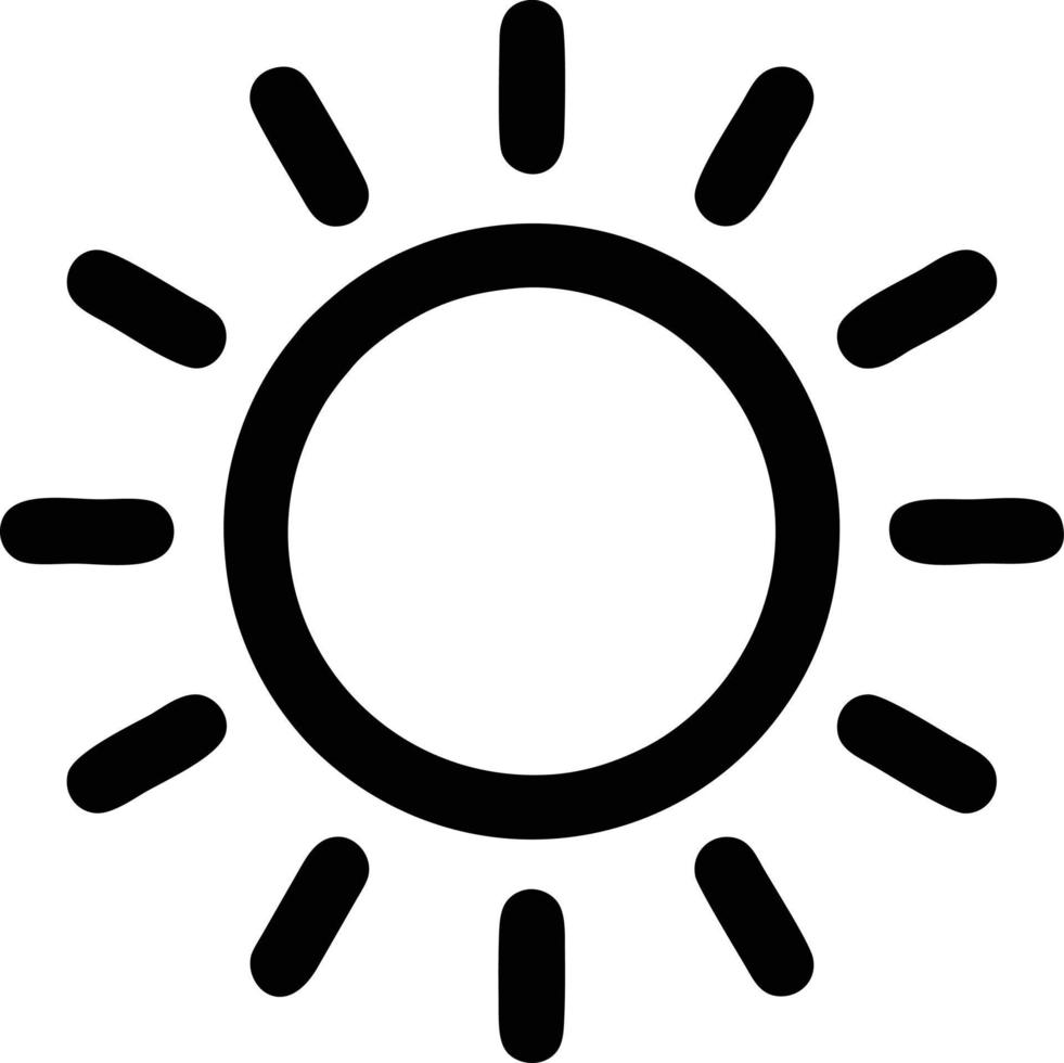 zon icoon in wit achtergrond, illustratie van zon icoon symbool in zwart Aan wit achtergrond vector