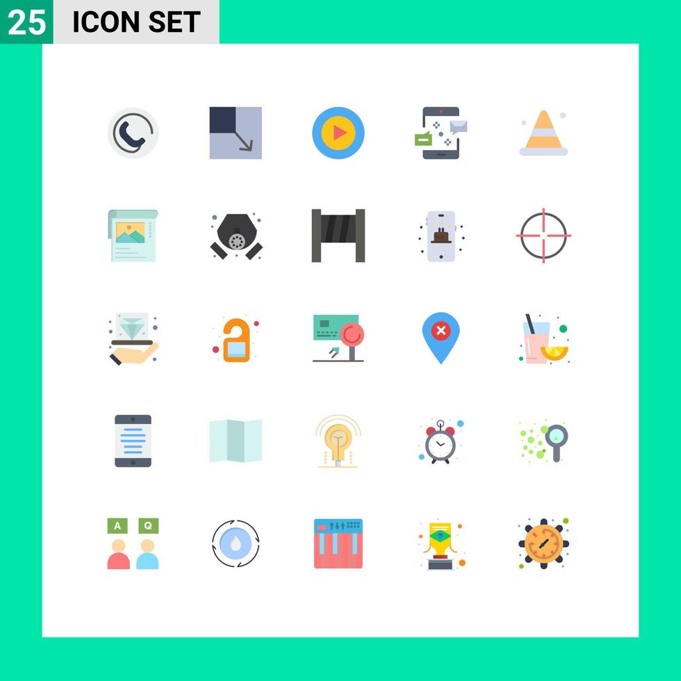 universeel icoon symbolen groep van 25 modern vlak kleuren van weg ijshoorntje video alarm afzet bewerkbare vector ontwerp elementen