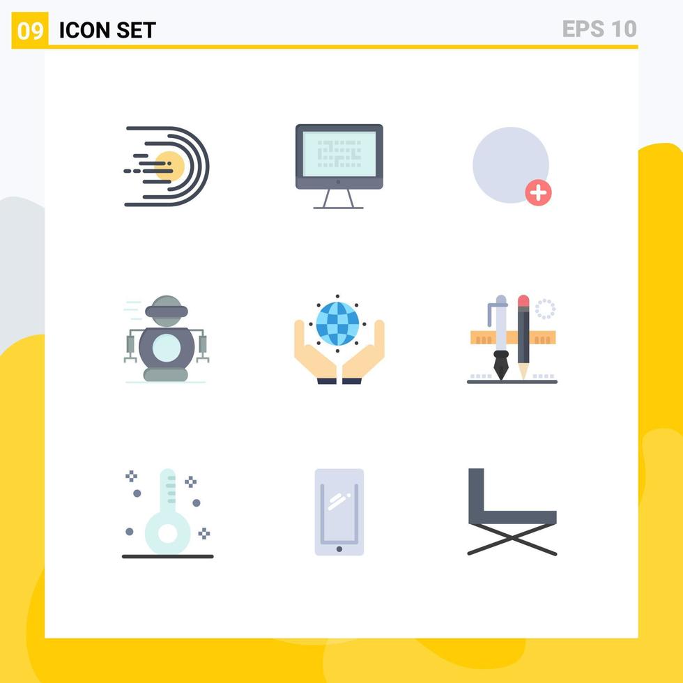 reeks van 9 modern ui pictogrammen symbolen tekens voor robot menselijk encryptie ui plus bewerkbare vector ontwerp elementen
