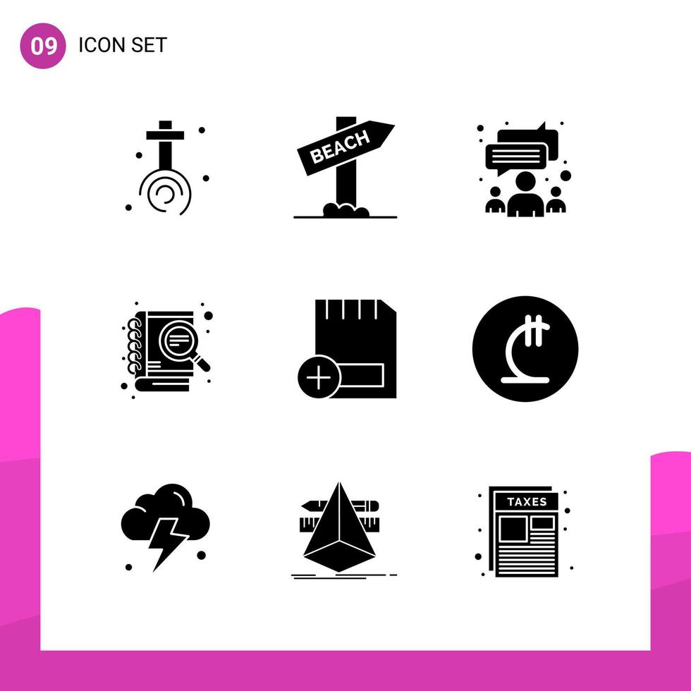 glyph icoon reeks pak van 9 solide pictogrammen geïsoleerd Aan wit achtergrond voor snel reagerend website ontwerp afdrukken en mobiel toepassingen creatief zwart icoon vector achtergrond