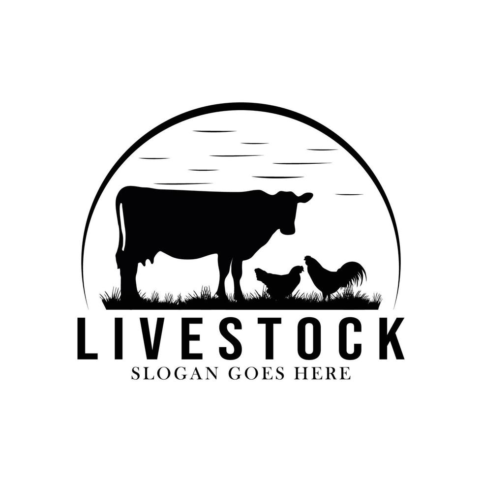 wijnoogst vee logo inspiratie. boerderij dier ontwerp sjabloon. vector illustratie concept