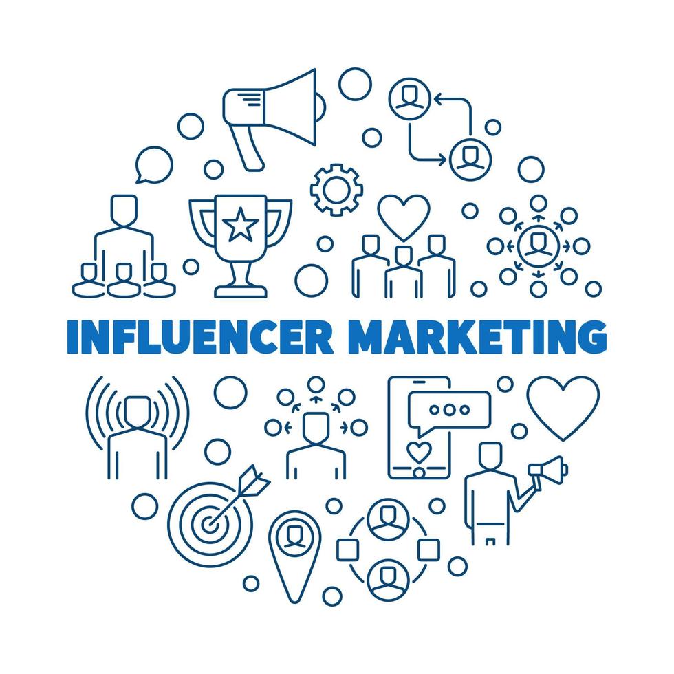 influencer afzet vector ronde concept schets illustratie