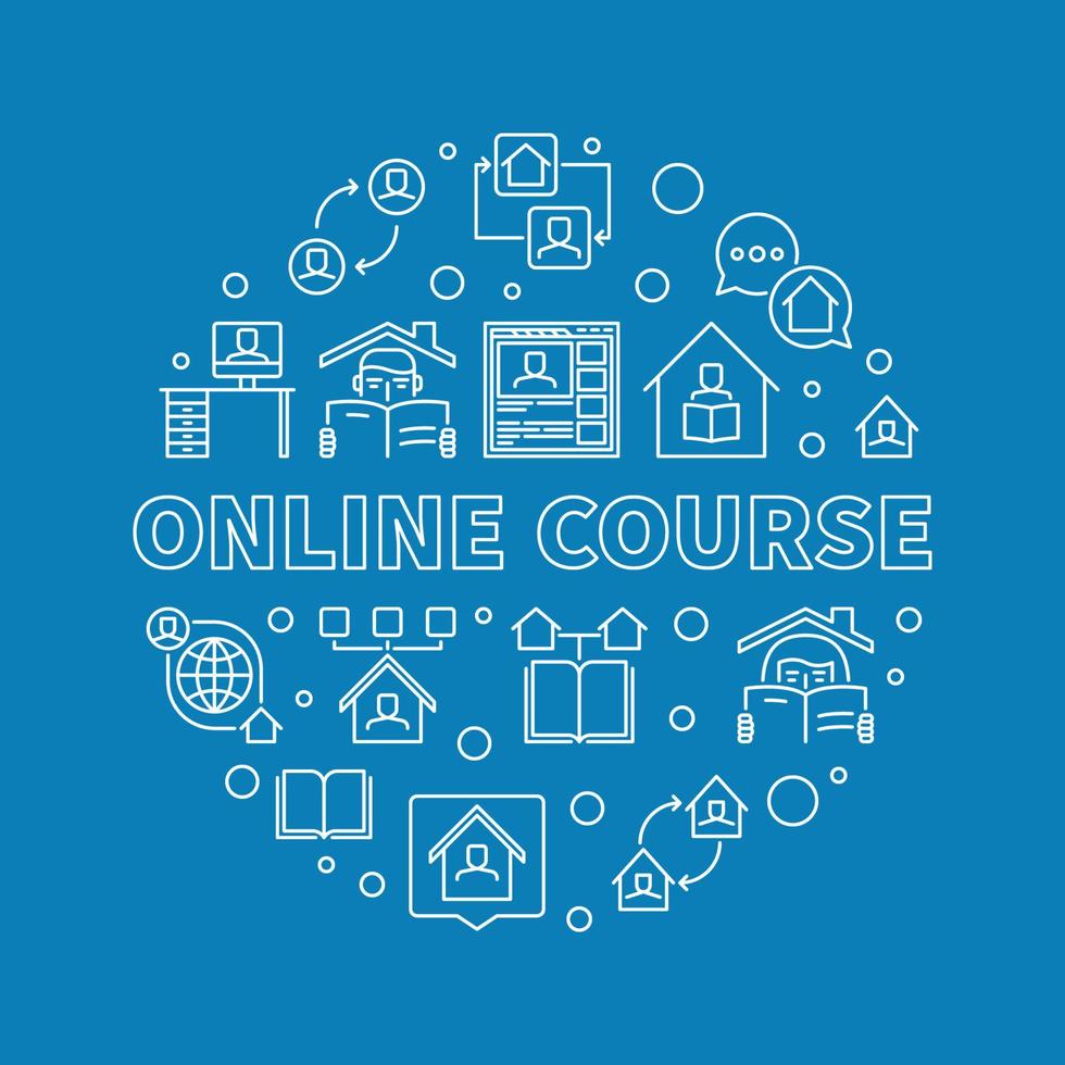 online Cursus vector concept ronde schets illustratie