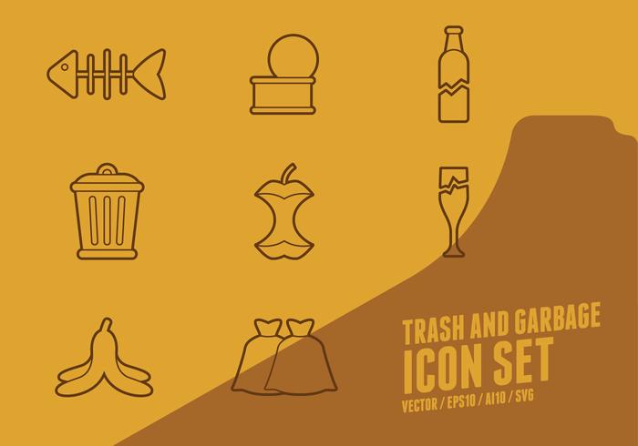 Trash en vuilnis Icons vector