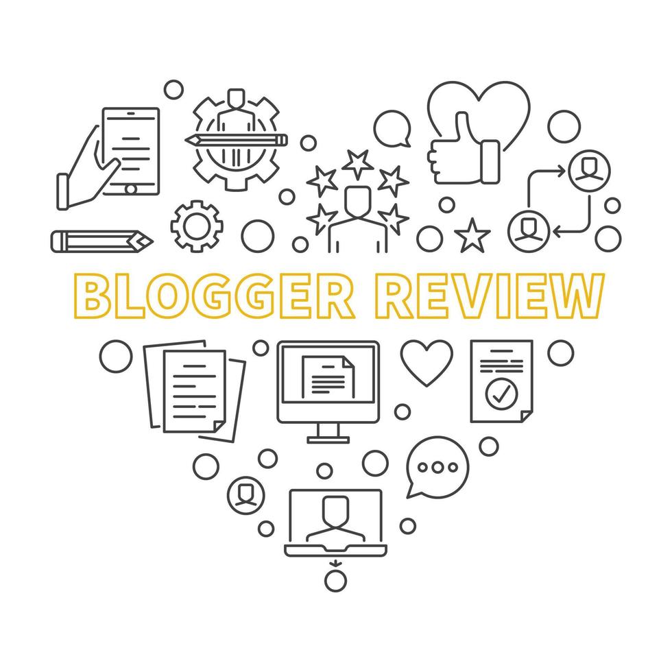 blogger recensie vector concept schets hart illustratie