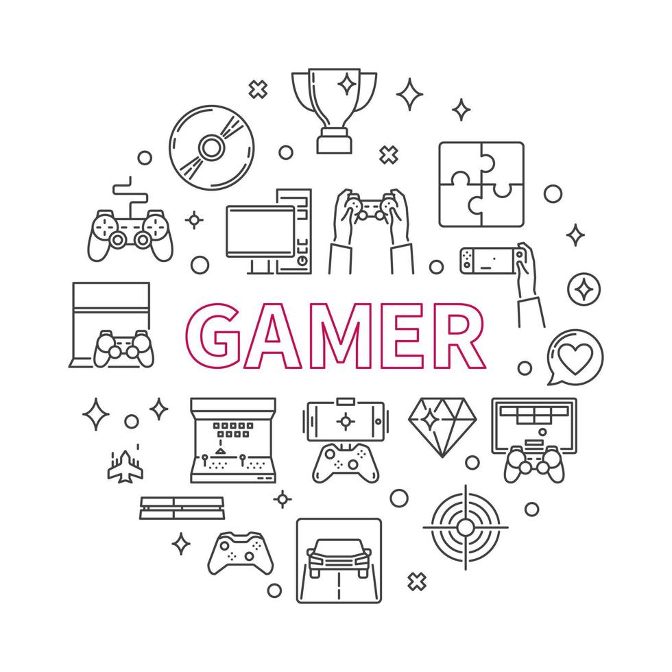 gamer vector ronde concept schets minimaal illustratie