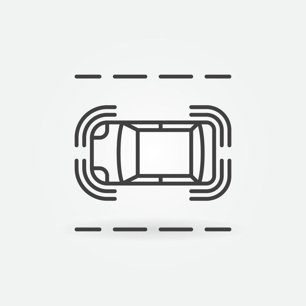 bestuurderloos auto Aan de weg vector dun lijn concept icoon