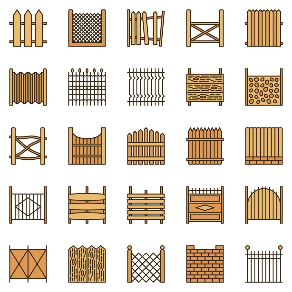 hekken gekleurde pictogrammen reeks - vector hek creatief tekens