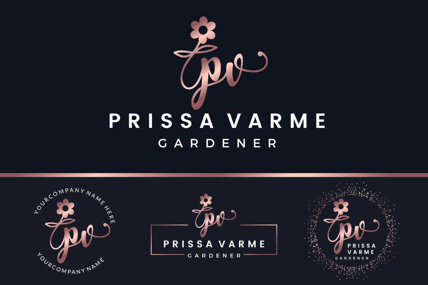 eerste brief pv p logo bloem, blad en schoonheid. bloemen en botanisch ontwerp sjabloon verzameling vector