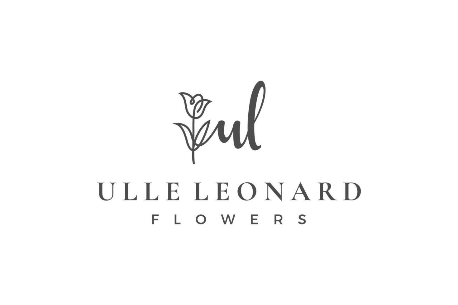 eerste brief ul u logo bloem, blad en schoonheid. bloemen en botanisch ontwerp sjabloon verzameling vector