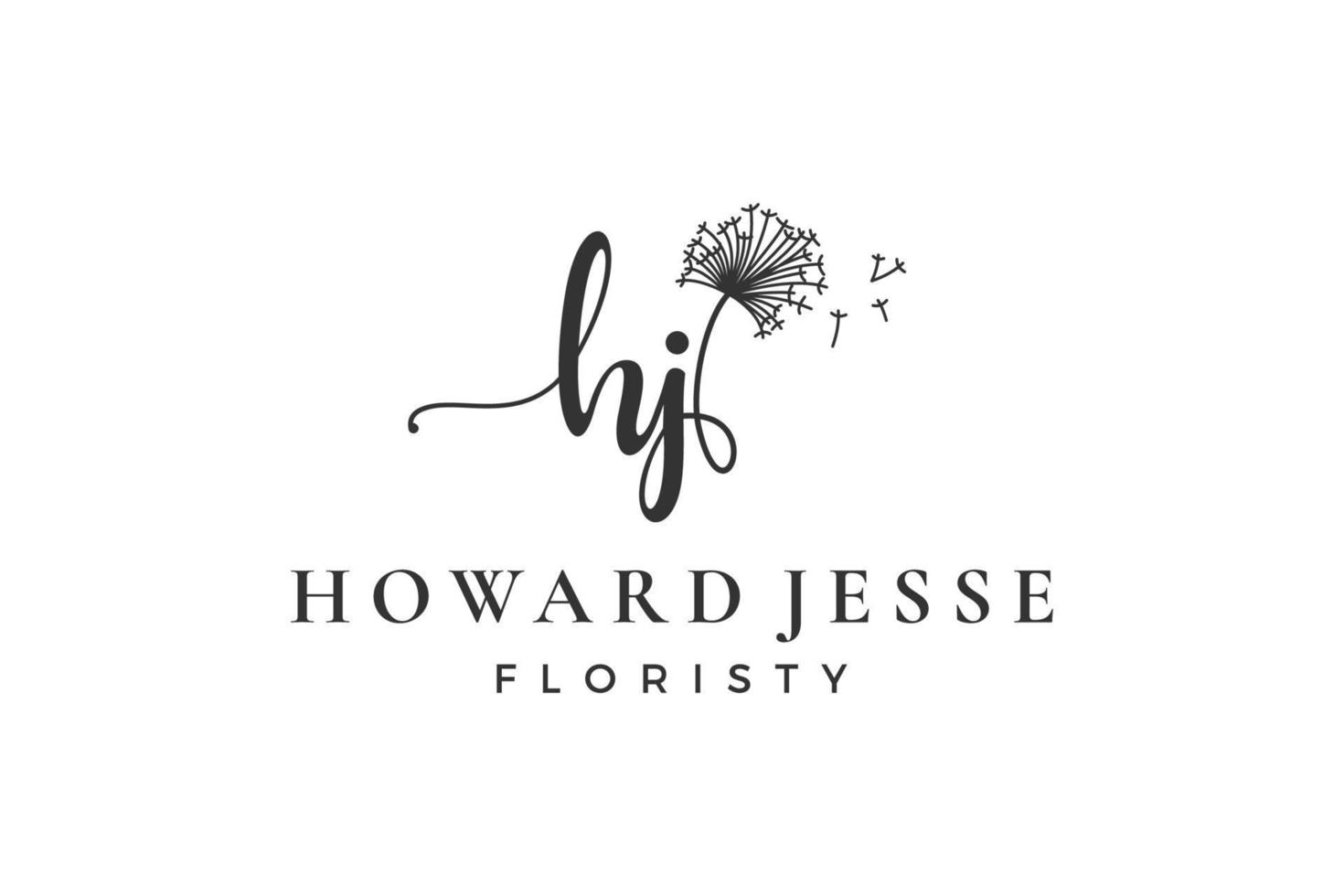 eerste brief hj h logo bloem, blad en schoonheid. bloemen en botanisch ontwerp sjabloon verzameling vector