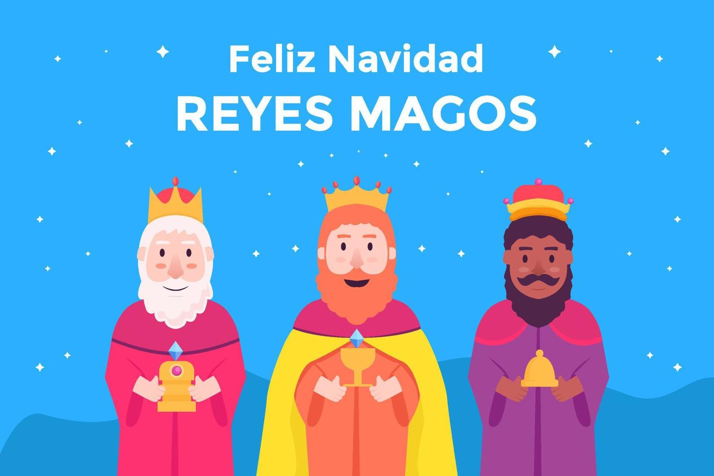 vlak ontwerp feliz navidad reyes magos achtergrond illustratie vector