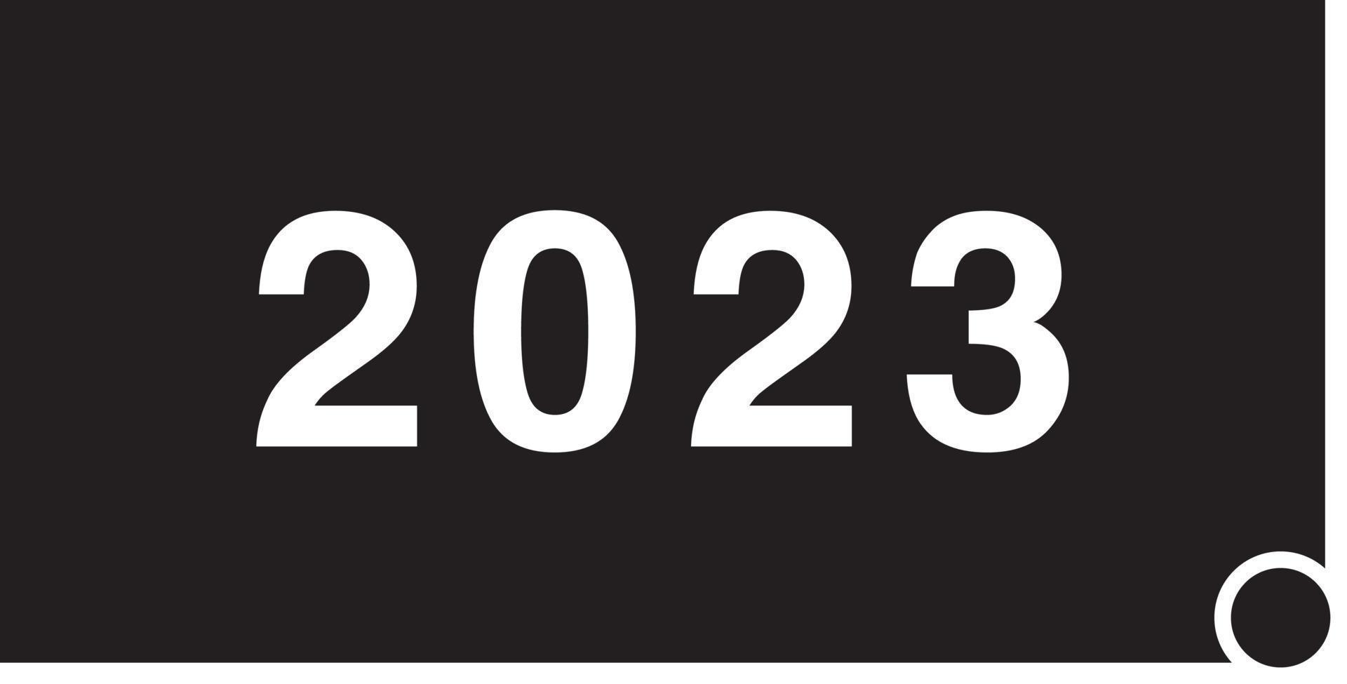 reeks van 2023 gelukkig nieuw jaar logo tekst ontwerp. 2023 aantal ontwerp sjabloon. verzameling van 2023 gelukkig nieuw jaar symbolen. vector illustratie met zwart etiketten geïsoleerd Aan wit achtergrond.
