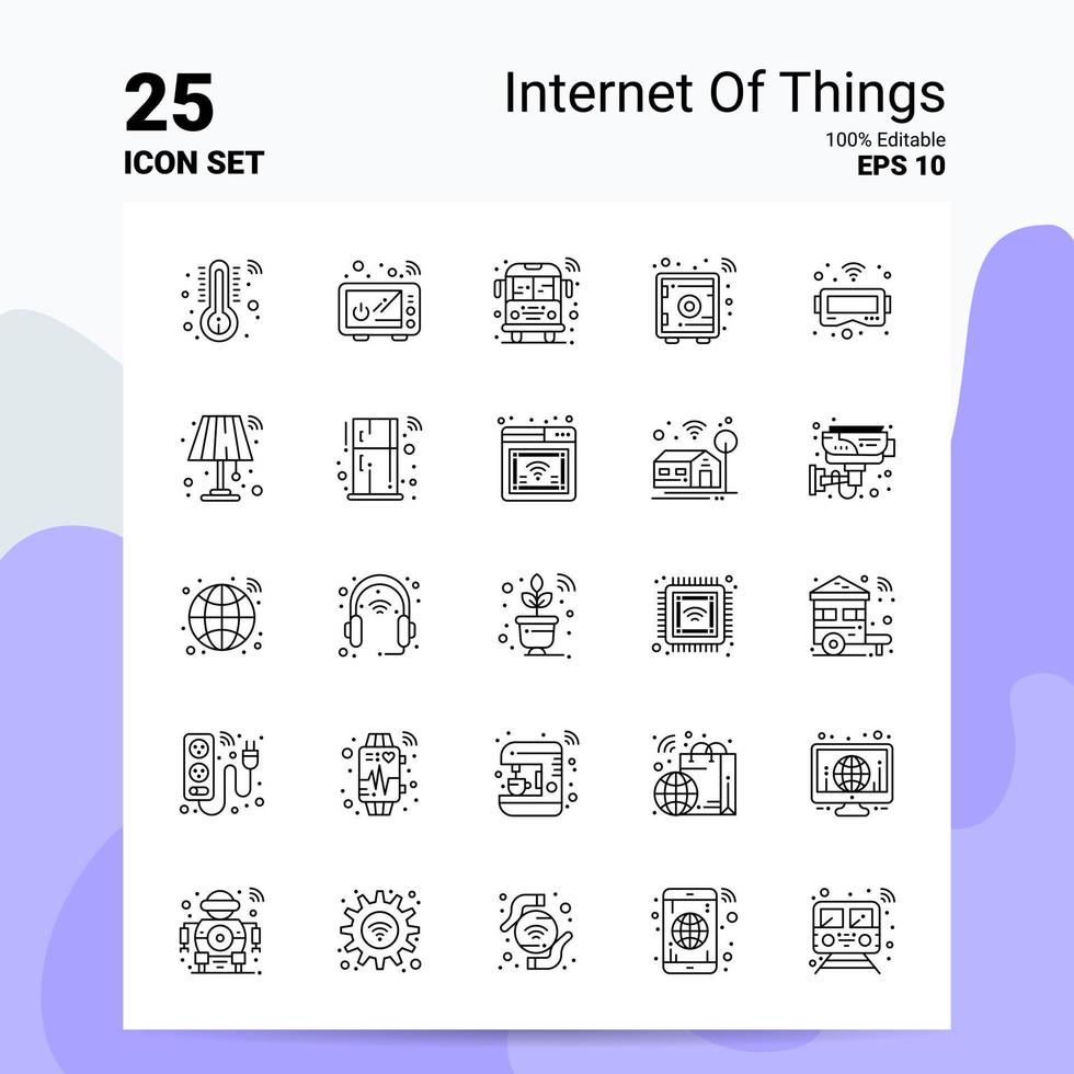 25 internet van dingen icoon reeks 100 bewerkbare eps 10 bestanden bedrijf logo concept ideeën lijn icoon ontwerp vector