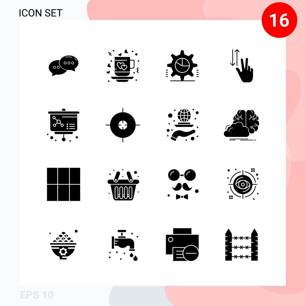vector pak van 16 pictogrammen in solide stijl creatief glyph pak geïsoleerd Aan wit achtergrond voor web en mobiel creatief zwart icoon vector achtergrond