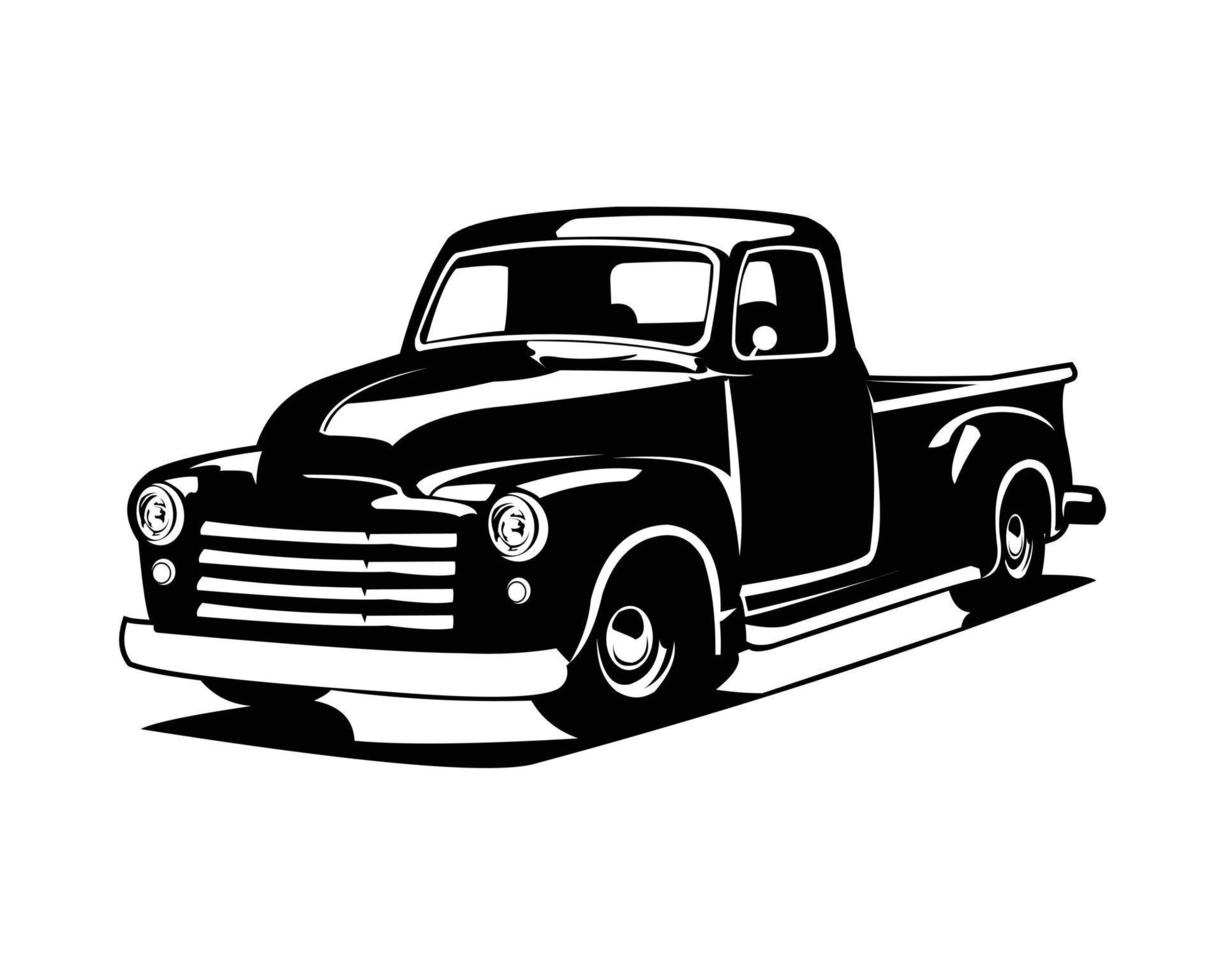 oud Amerikaans vrachtauto geïsoleerd Aan wit achtergrond tonen van kant. het beste voor de oud vrachtauto auto industrie. vector illustratie beschikbaar in eps 10.